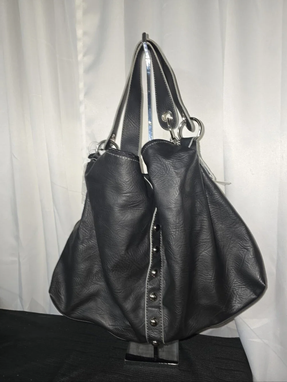NWOT OXOX Rare Classic Black Women's Shoulder Bag with Stud Accent SHOULDER BAG